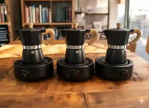 Cafetera Italiana Moka Con Base Calentadora Negra