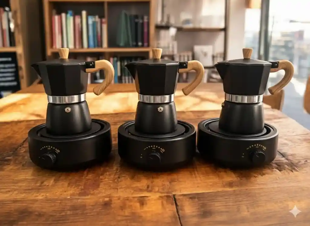 Cafetera Italiana Moka Con Base Calentadora Negra