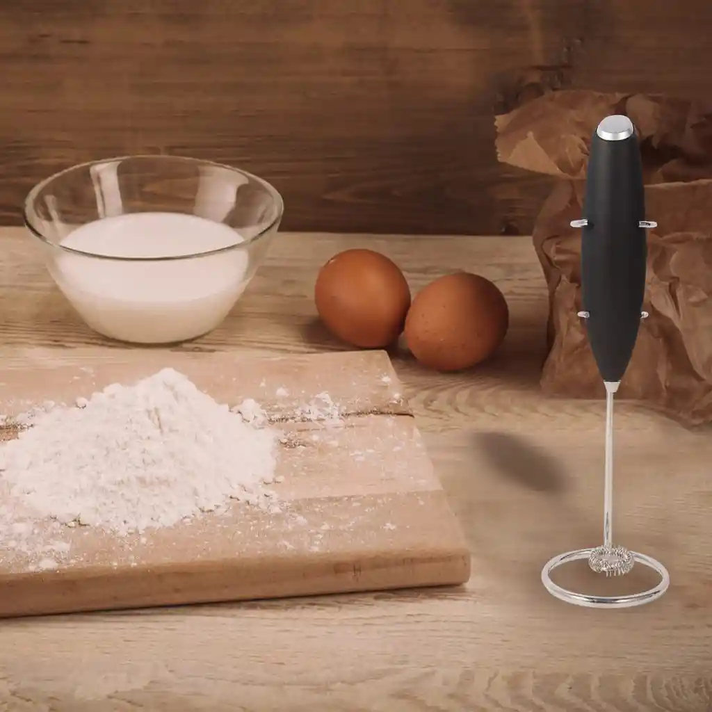 Espumador De Leche De Mano Con Soporte Batidor Portátil