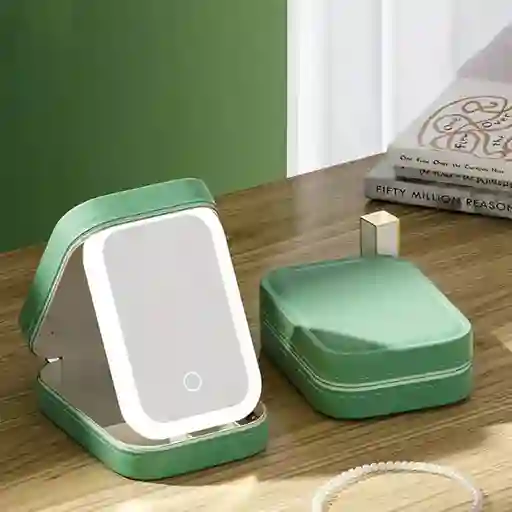 Joyero Cosmetiquera Organizador Luz Led Espejo Recargable