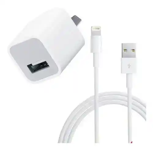 Cargador Iphone 5w Carga Rapida + Cable Lightning Usb Blanco