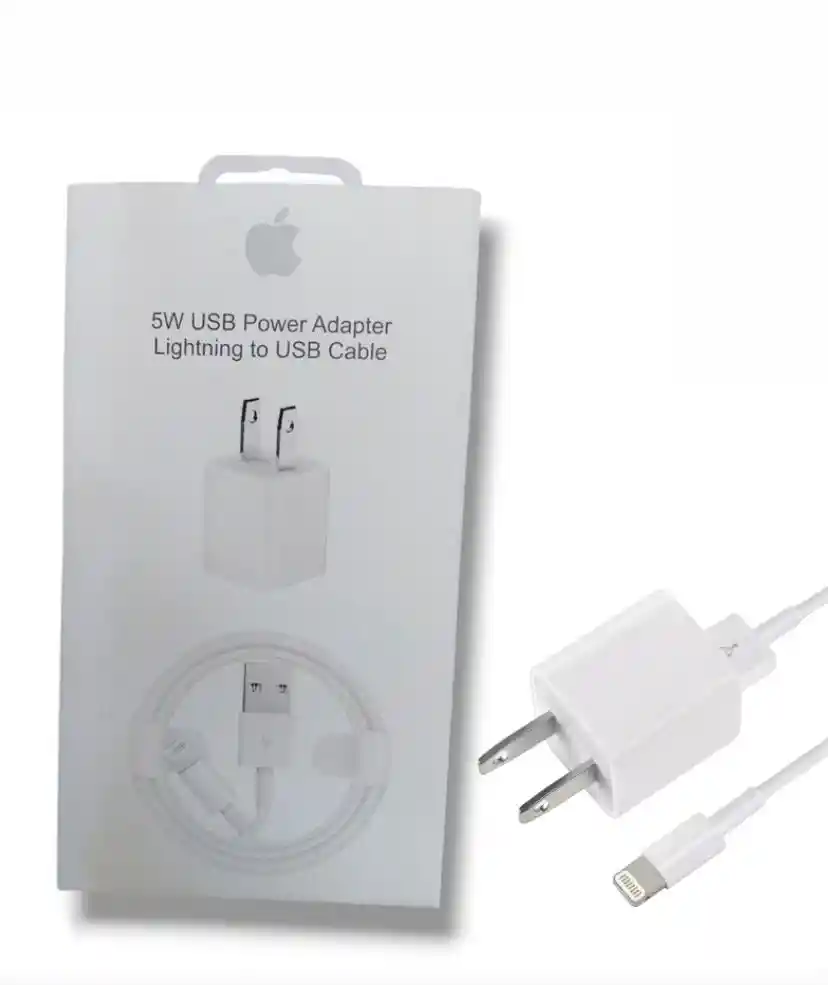 Cargador Iphone 5w Carga Rapida + Cable Lightning Usb Blanco