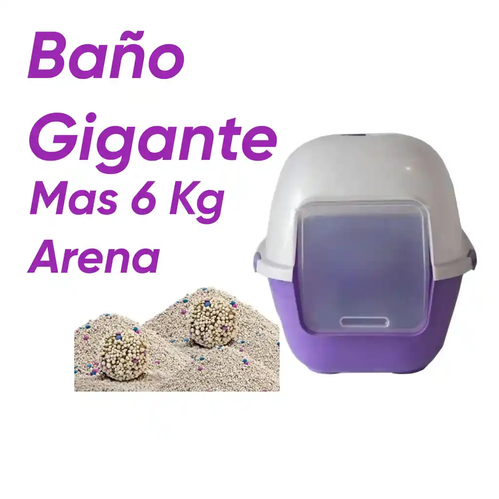 Baño Para Gatos Gigante Mas 6 Kg Arena Morado