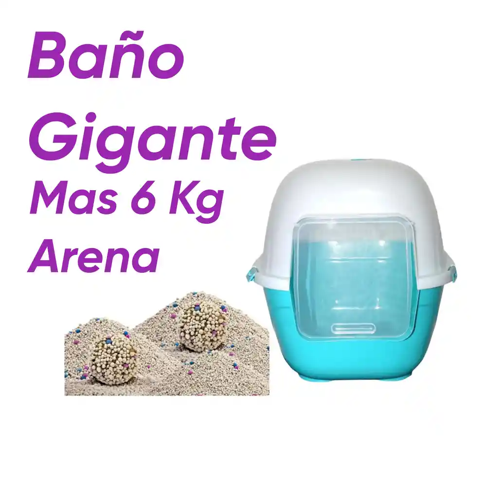Baño Para Gatos Gigante Mas 6 Kg Arena Celeste