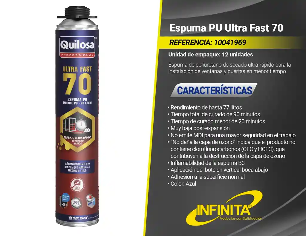 Espuma Pu Para Instalacion Puertas Y Ventanas Ultra Fast 70