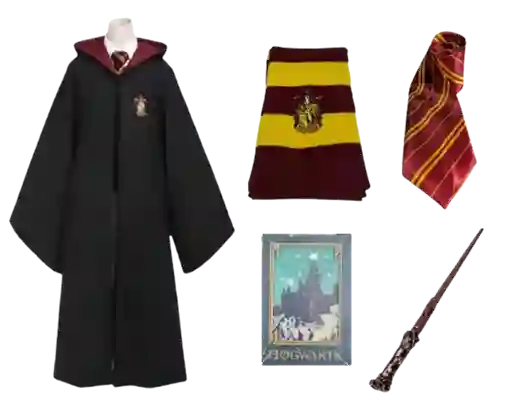 Disfraz Cosplay Harry Potter Gryffindor Capa + Bufanda + Varita + Corbata + Agenda Howarts