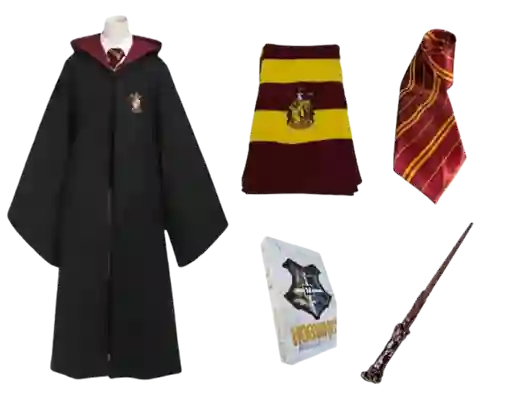 Disfraz Cosplay Harry Potter Gryffindor Capa + Bufanda + Varita + Corbata + Agenda 4 Casas