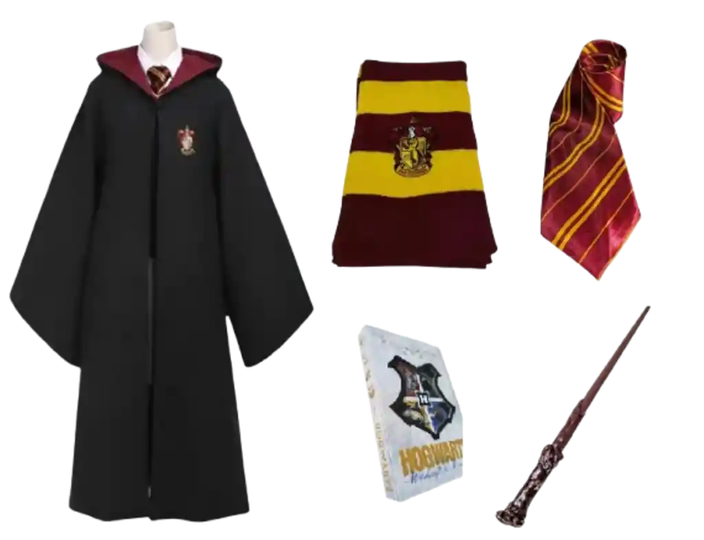 Disfraz Cosplay Harry Potter Gryffindor Capa + Bufanda + Varita + Corbata + Agenda 4 Casas