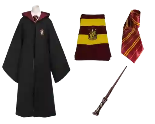 Disfraz Cosplay Harry Potter Gryffindor Capa + Bufanda + Varita + Corbata