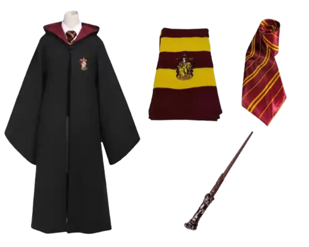 Disfraz Cosplay Harry Potter Gryffindor Capa + Bufanda + Varita + Corbata