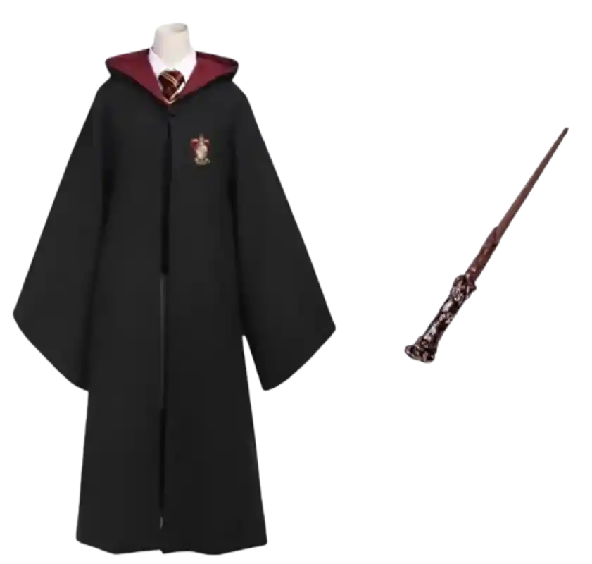 Disfraz Cosplay Harry Potter Gryffindor Capa + Varita