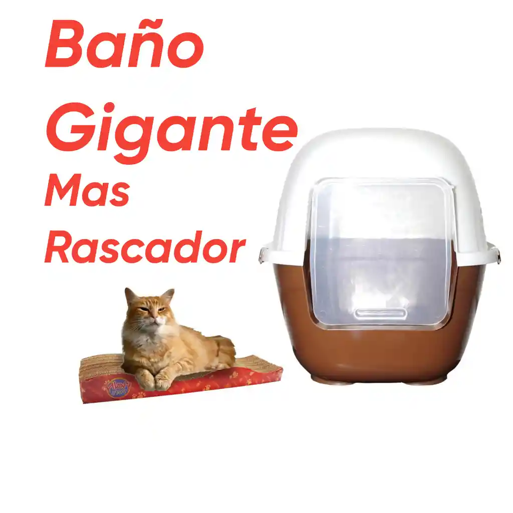 Baño Para Gatos Gigante Mas Rascador Ondas Marron
