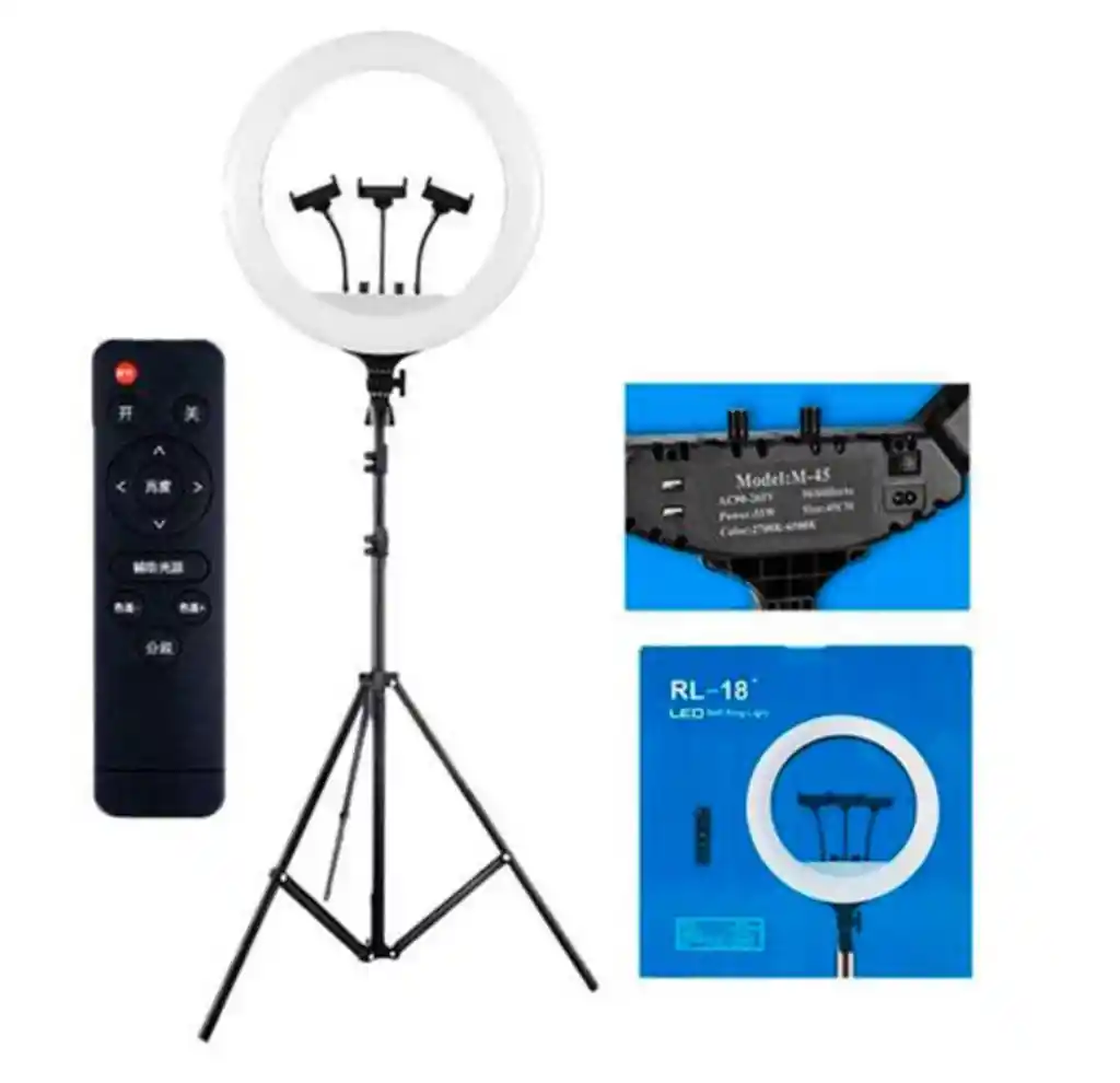Aro De Luz 45cm Profesional + Trípode 2mts