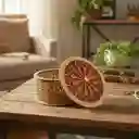 Caja Cilindrica De Madera Grande Roja