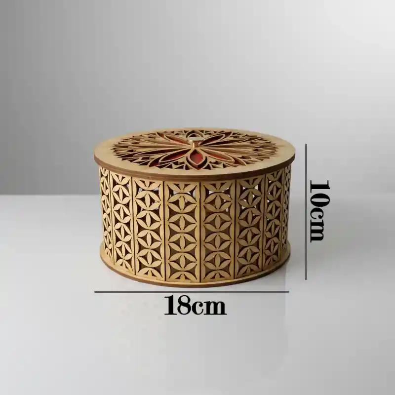 Caja Cilindrica De Madera Grande Roja