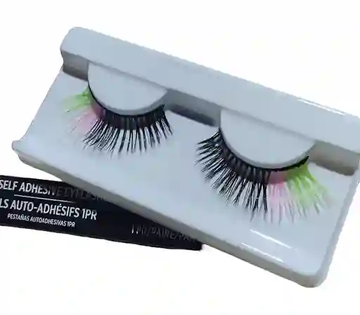 Pestañas Postizas Extensiones Negro Verde Y Rosado