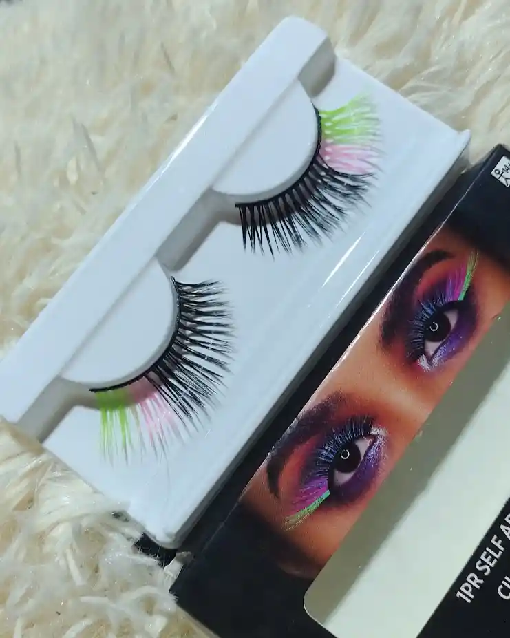 Pestañas Postizas Extensiones Negro Verde Y Rosado
