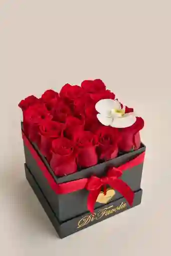 Caja Cuadrada X 16 Rosas Y 1 Orquídea : Orchidea Box