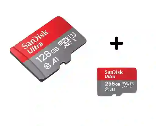 Combo Microsd Sandisk 128gb + 256gb Clase 10 A1 120mb/s