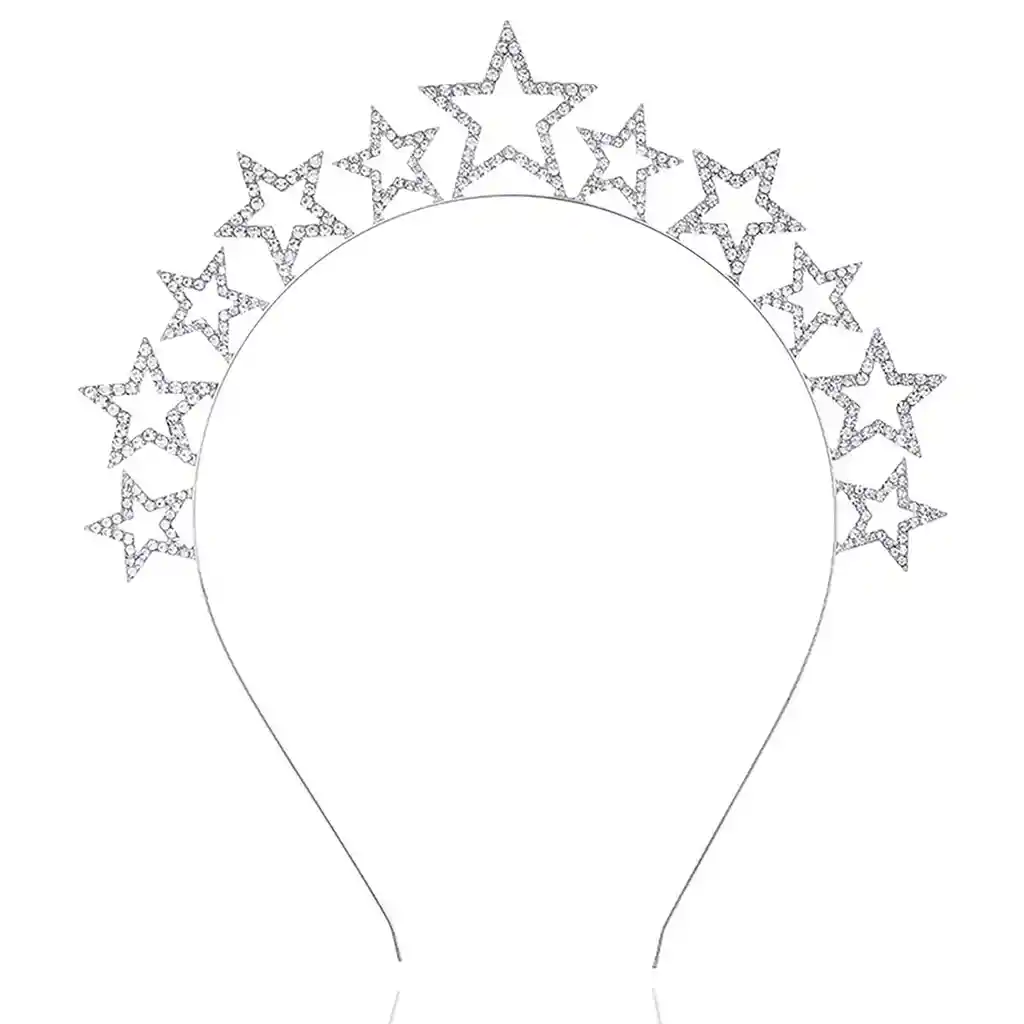 Diadema Metalica De Estrellas Diamantes Imitacion Fiestas