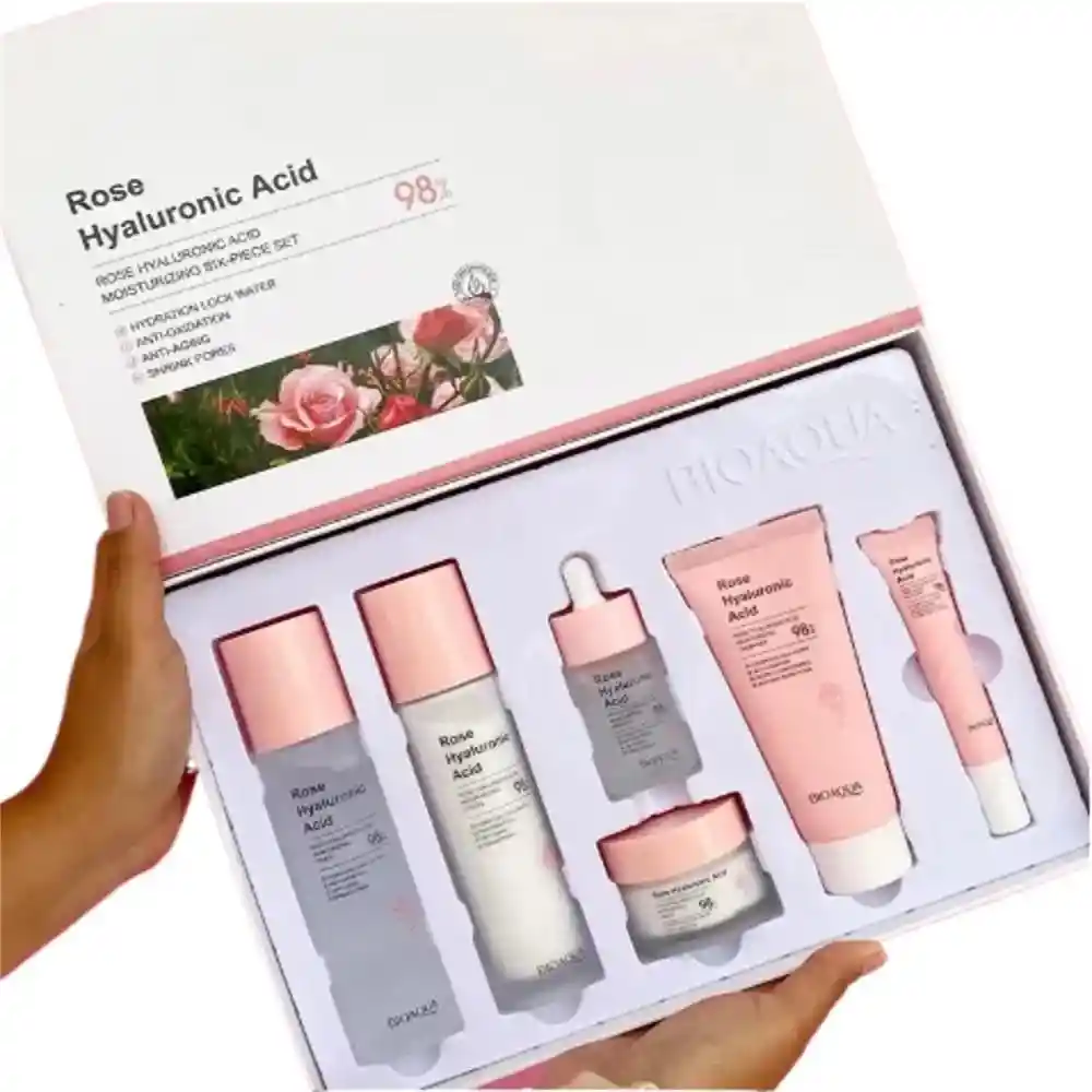 Bioaqua Kit Rosas Y Ácido Hialurónico Facial X 6 Antiedad