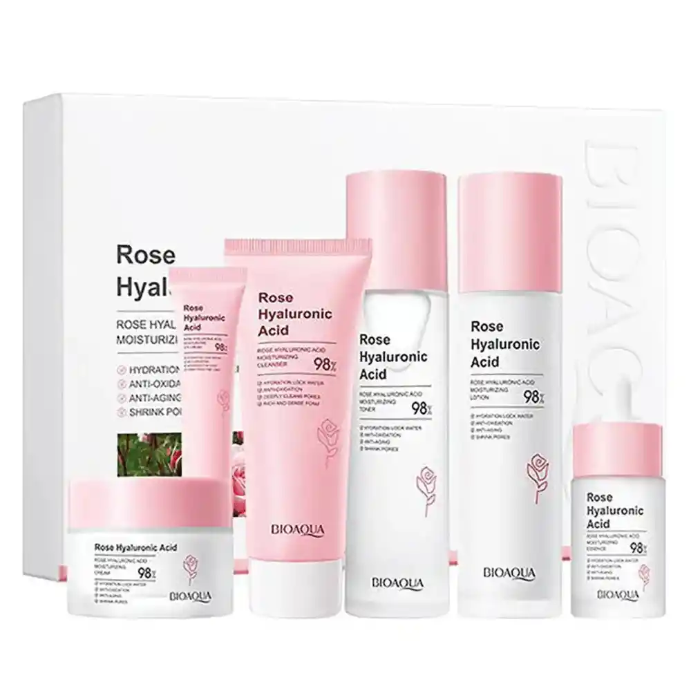 Bioaqua Kit Rosas Y Ácido Hialurónico Facial X 6 Antiedad