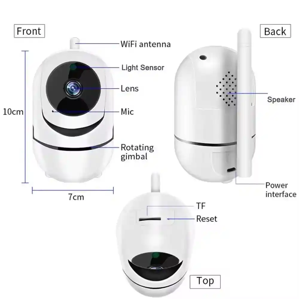 Cámara Ip Wifi Cámara Impermeable Para Interior 1 Antena