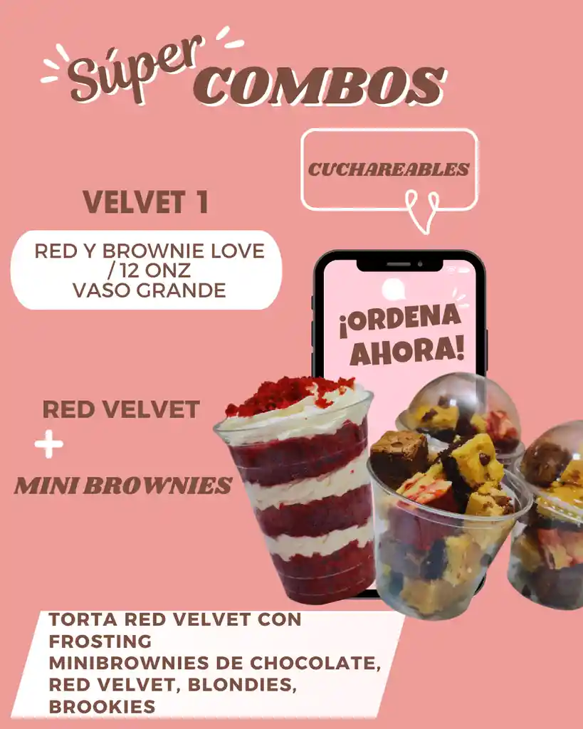 Cuchareable Red Velvet + Mini Brownies Surtidos 12 Onz