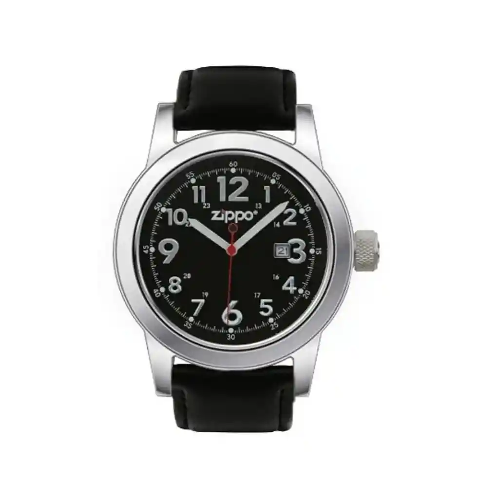 Reloj Zippo Correa De Piel, Negro