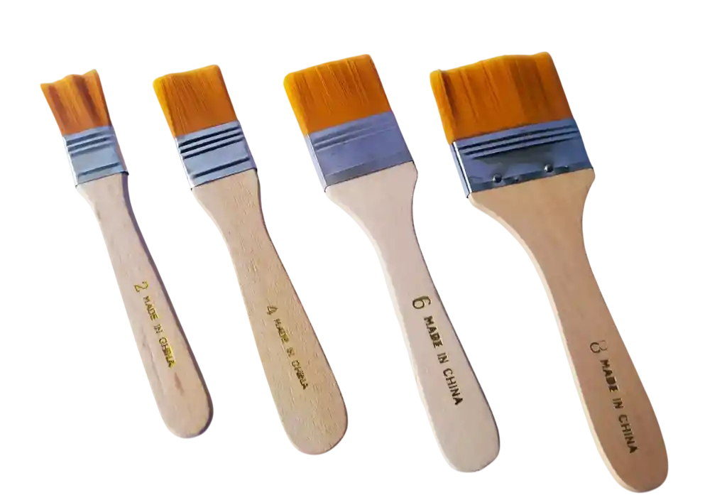 Pinceles Tipo Brocha Mango Madera X4