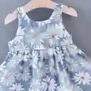 Vestido Floreado Para Bebe Niña 2 Piezas Sombrero Azul 9-12m