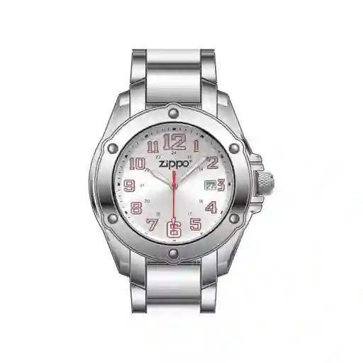 Reloj Zippo Deportivo Plateado Pulso En Acero