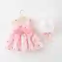 Vestido Floreado Para Bebe Niña 2 Piezas Sombrero Rosa 18-24 M