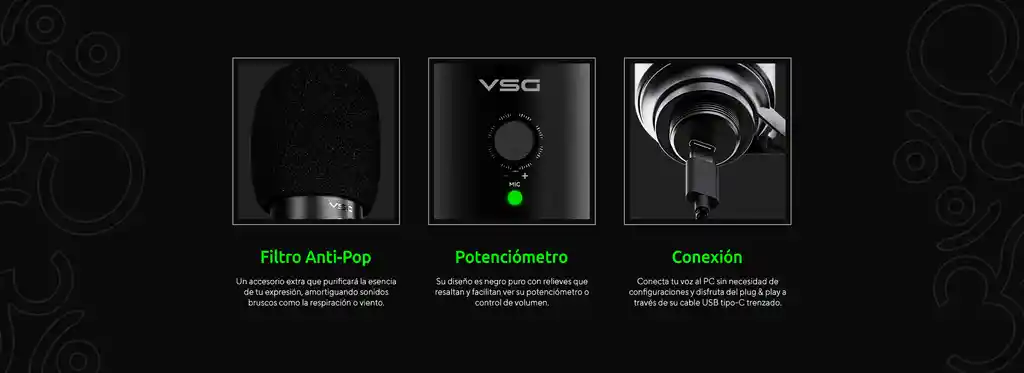 Microfono Tipo Gamer/podcast Con Base Para Escritorio Omakara Vsg Original - Contra Entrega
