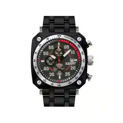 Reloj Zippo Deportivo Negro Pulso En Acero