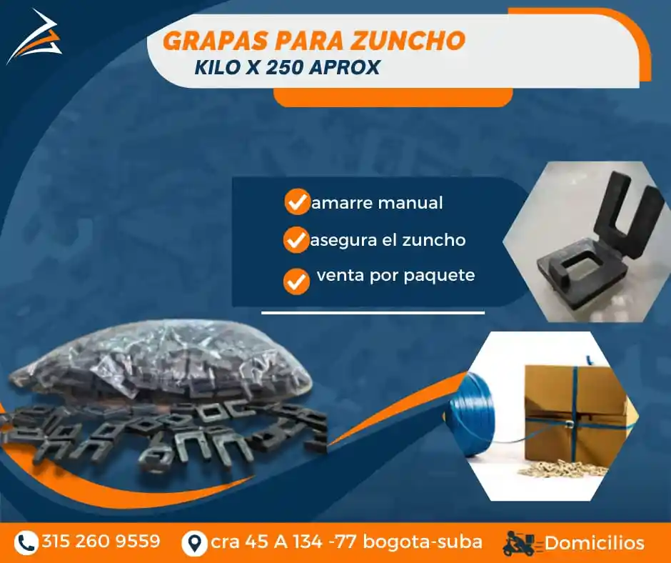 Grapas Para Zuncho 1 Kilo Paquete X 250 Unidades Empaque Y Embalaje