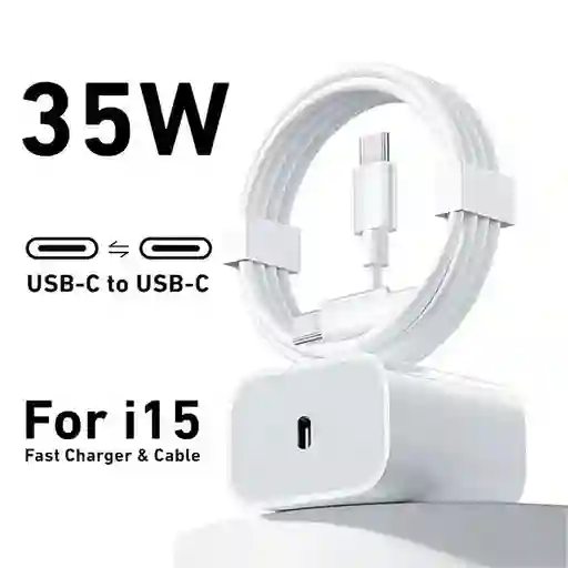 Cargador Con Cable35w Para Iphone 15, 15 Pro, 16