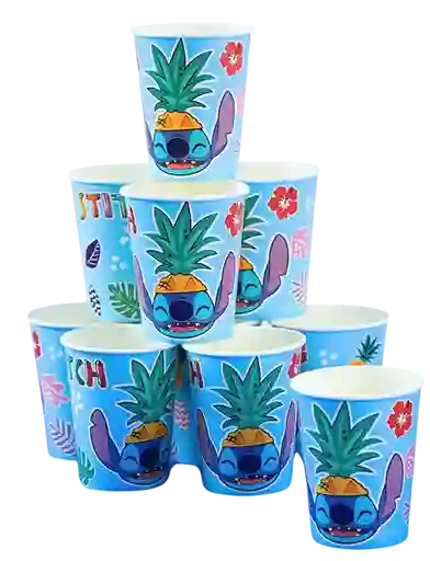 Vaso Para Fiesta Stitch Aloha Hawaii X 10und