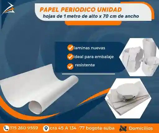 Peridico Blanco Nuevo Unidad De 1 Metro De Alto X 70 Cm De Ancho Empaque Y Embalaje