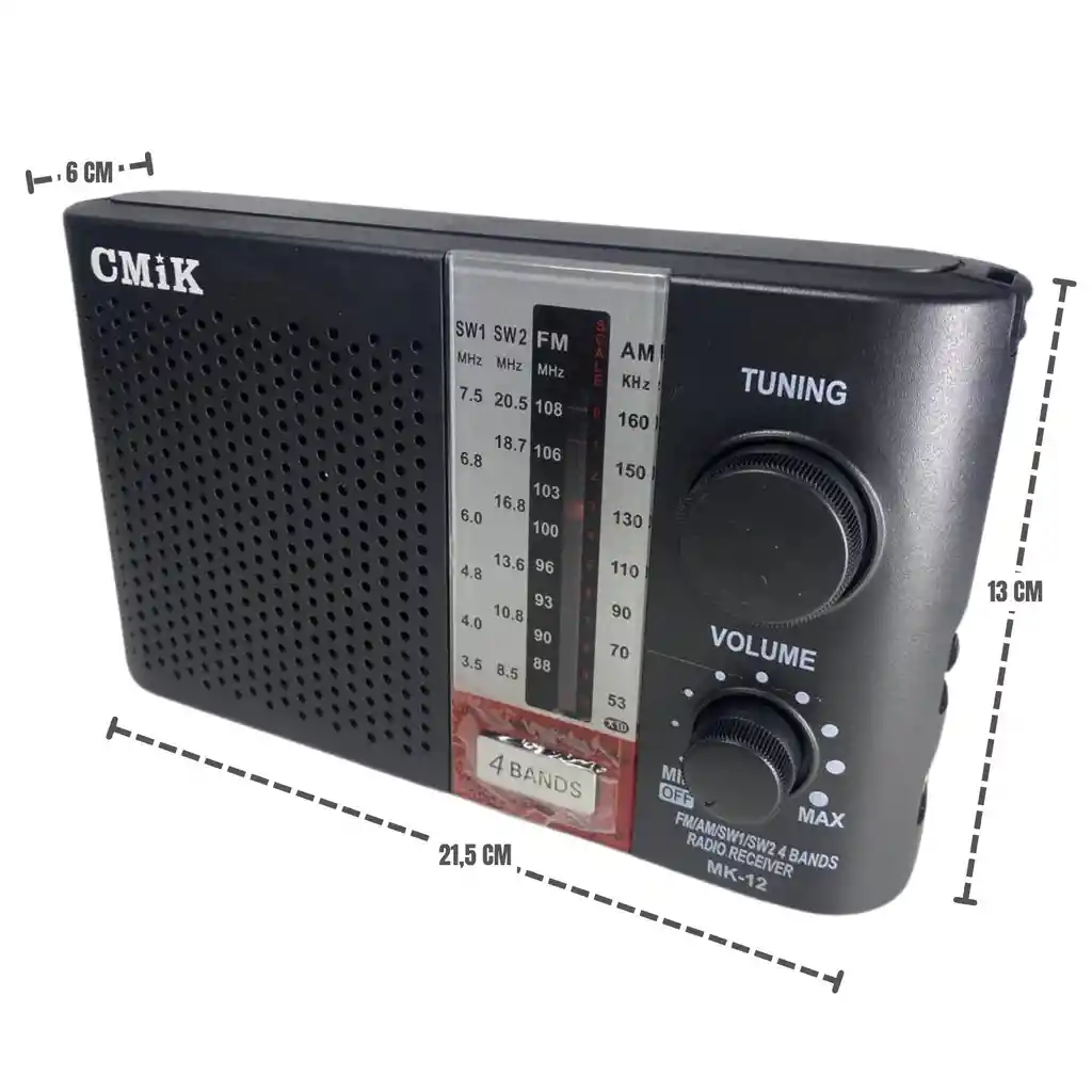 Radio Corriente Y Pila Cmik 4 Bandas Icf12