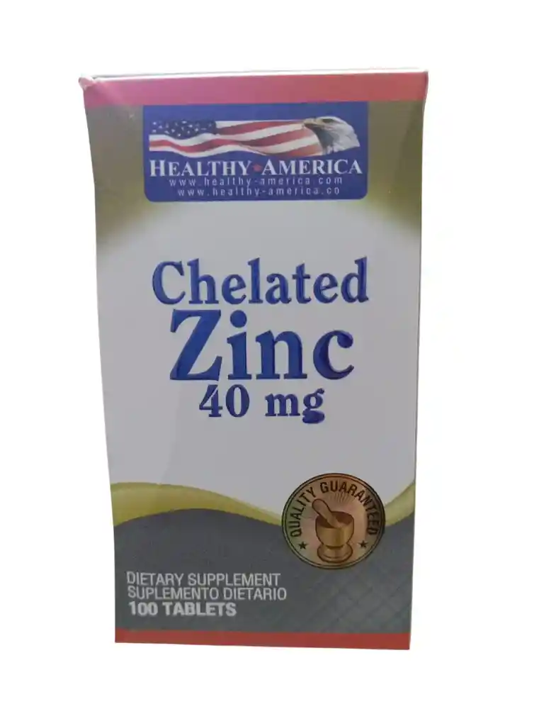 Chelated Zinc 40 Mg X 100 Tabletas Healthy America