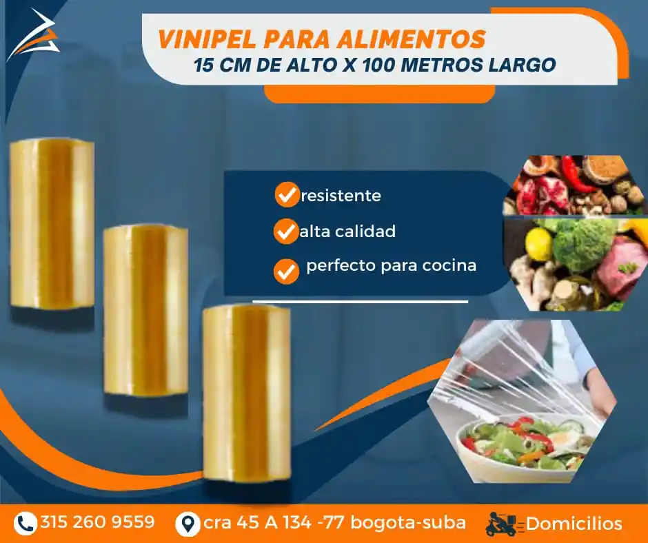 Vinipel Para Alimentos O De Cocina 15cm De Alto X 100 M De Largo-empaque Y Embalaje