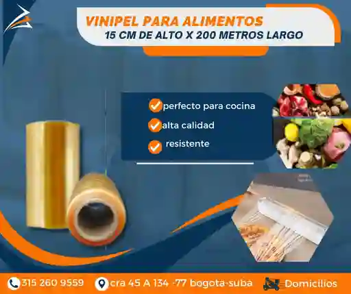 Vinipel Para Alimento O Para Cocina 15 Cm De Alto X 200 Metros- Empaque Y Embalaje
