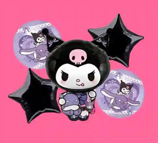 Bouquet Metalizado X5 Globos Kuromi