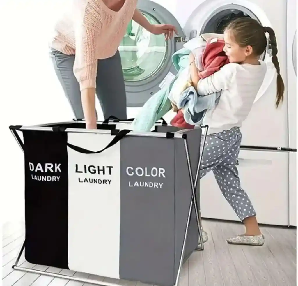 Cesto Organizador De Ropa Sucia 3 Compartimientos Canasta