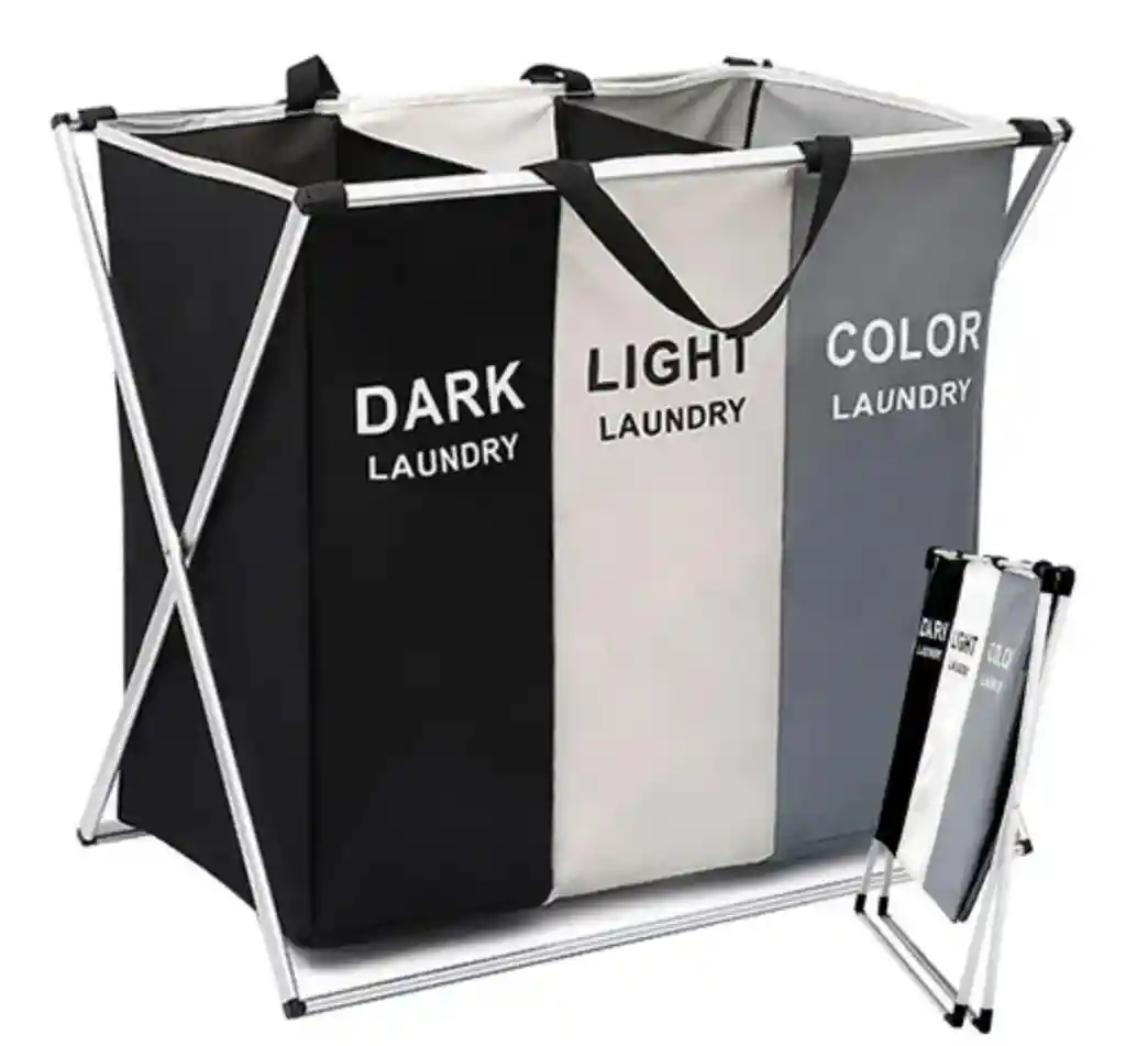 Cesto Organizador De Ropa Sucia 3 Compartimientos Canasta