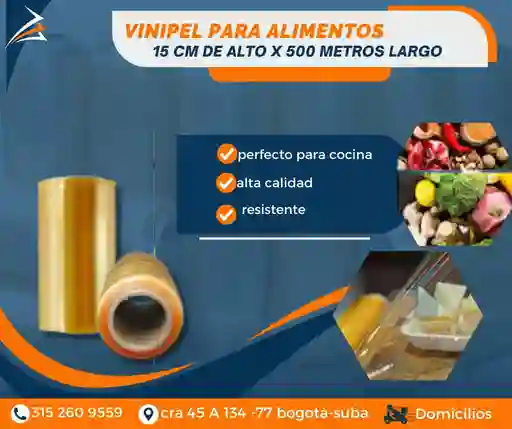 Vinipel Para Alimentos O Cocina De 15cm De Alto X 300 Metros De Largo