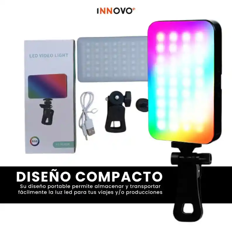 Luz Led Portátil Rgb Spot Mini Para Celular Y Laptop 96 Leds Iluminación Regulable