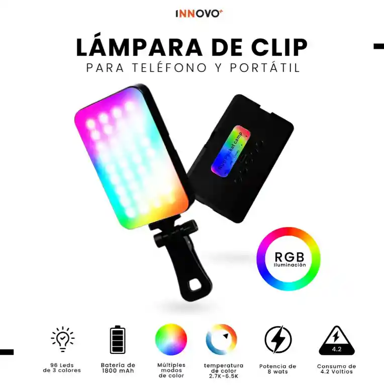 Luz Led Portátil Rgb Spot Mini Para Celular Y Laptop 96 Leds Iluminación Regulable
