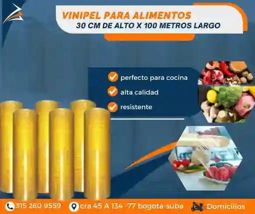 Vinipel Para Alimentos O Cocina 30 Cm De Alto X 100 Metros Largo Empaque Y Embalaje